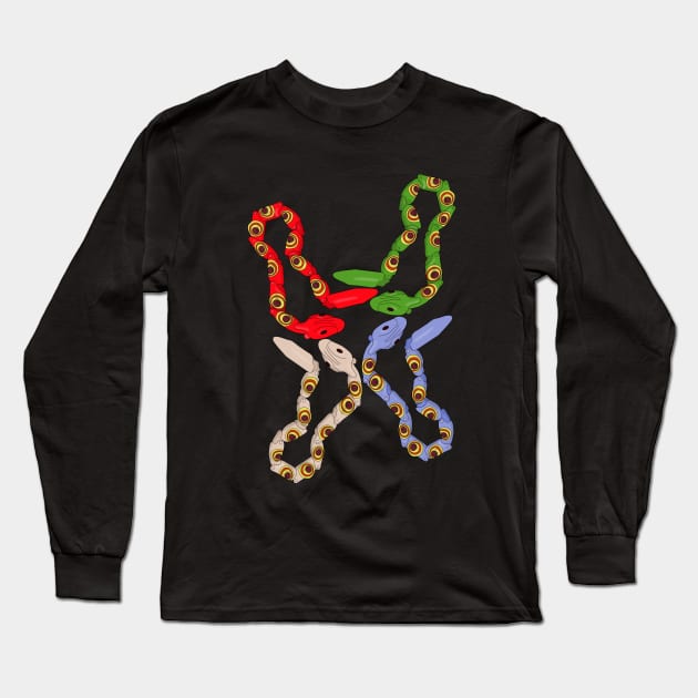 Retro Colorful Plastic Snakes Long Sleeve T-Shirt by DiegoCarvalho